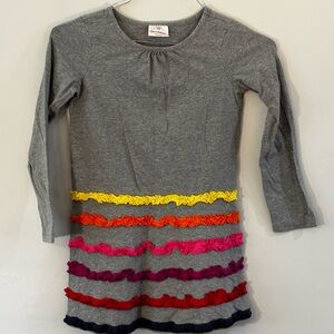 Hanna Andersson Gray Dress with Colorful Ruffles (US size 8)